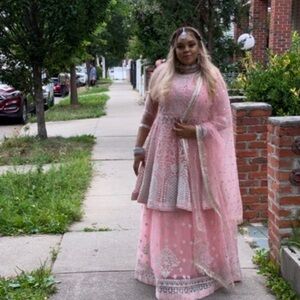 Elegant Pink Embroidered Lehenga